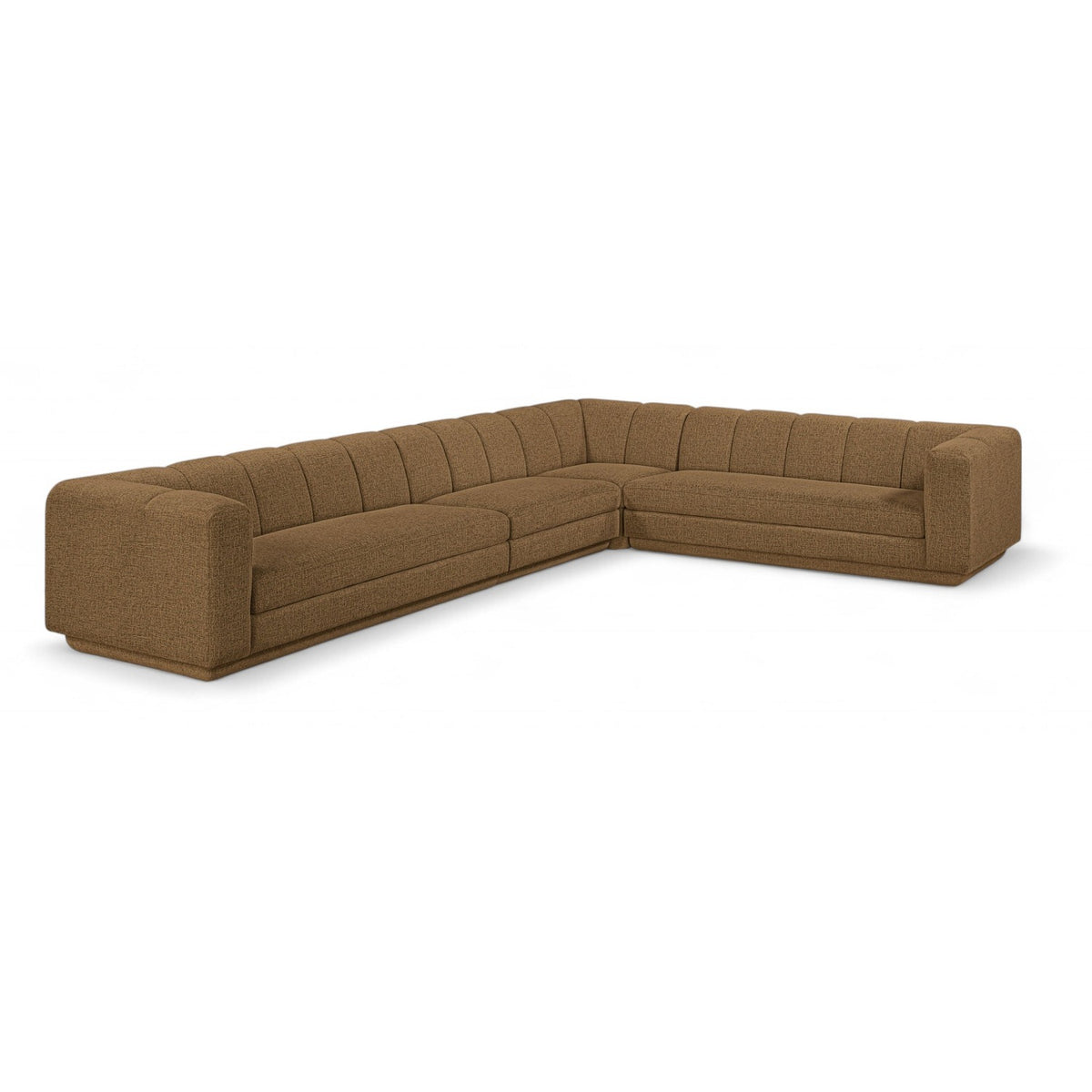 Modari Brown Fabric Upholstered 4pc. Modular Sectional in brown chenille-blend polyester, 114.25"W, primary product view