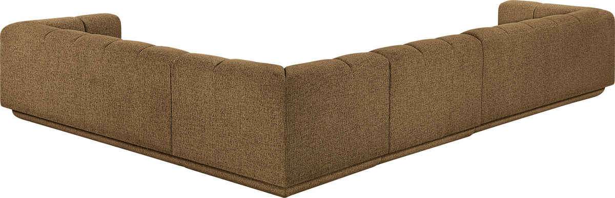 Modari Brown Fabric Upholstered 4 Piece Modular Sectional Sofa