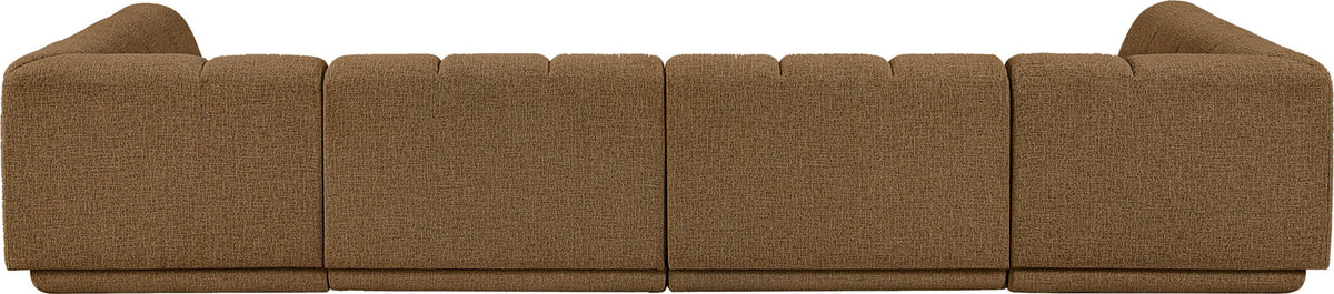 Modari Brown Fabric Upholstered 4 Piece Modular Sectional Sofa