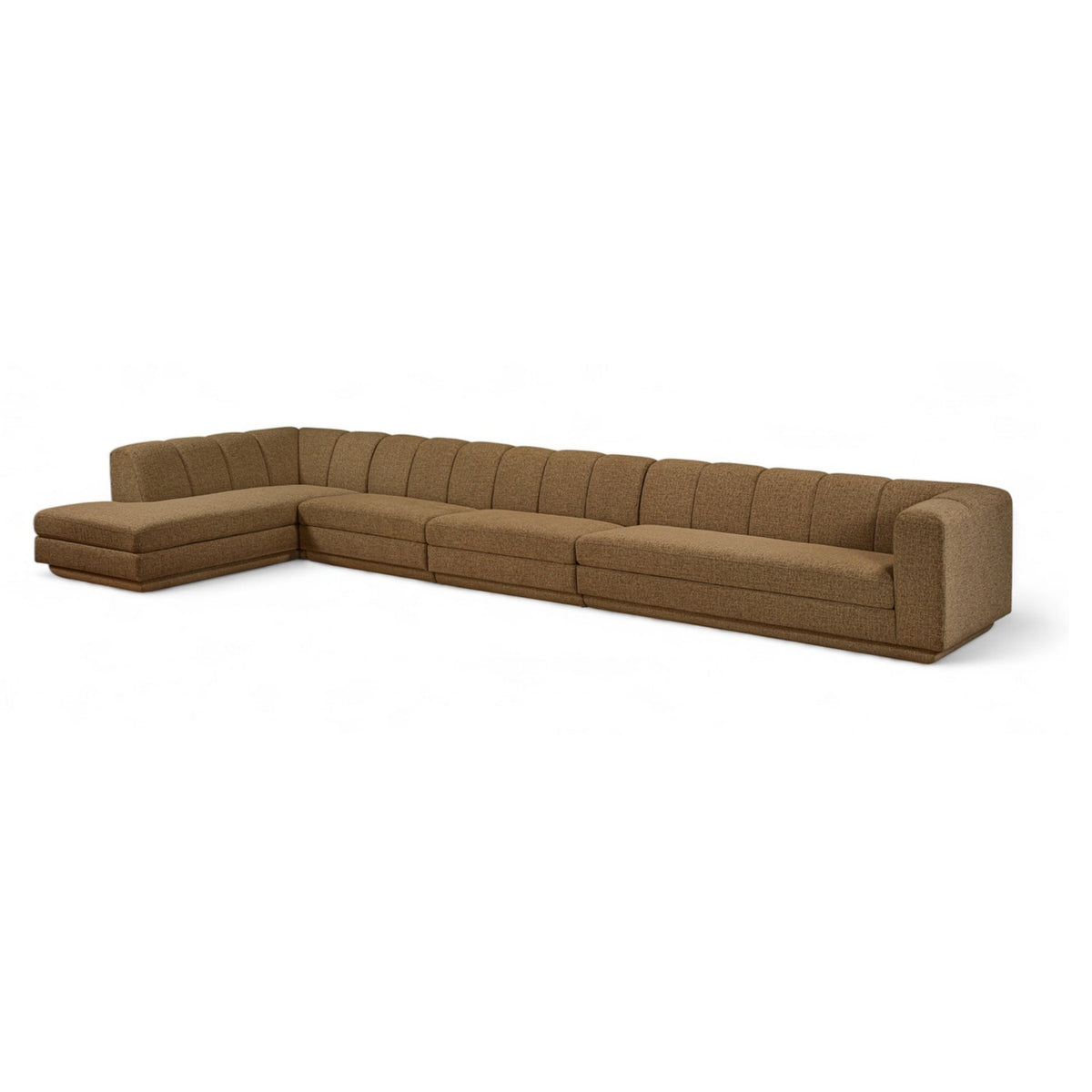 Modari Brown Fabric Upholstered 4pc. Modular Sectional in brown chenille-blend polyester, 194.25x85", primary product view