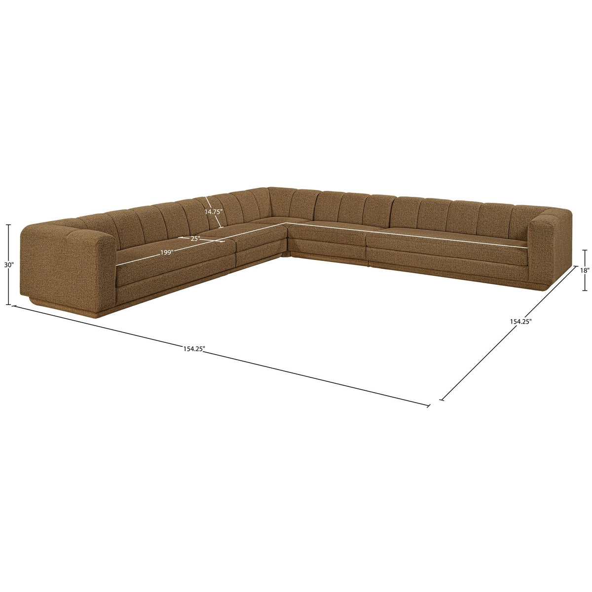 Modari Brown Fabric Upholstered 5 Piece Modular Sectional Sofa