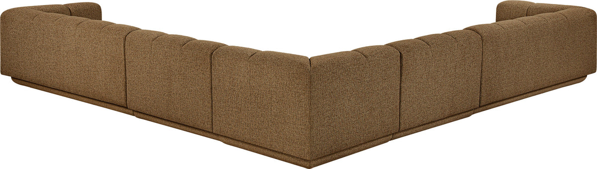 Modari Brown Fabric Upholstered 5 Piece Modular Sectional Sofa