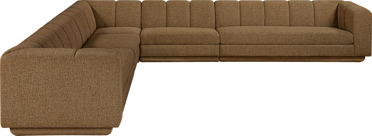 Modari Brown Fabric Upholstered 5 Piece Modular Sectional Sofa