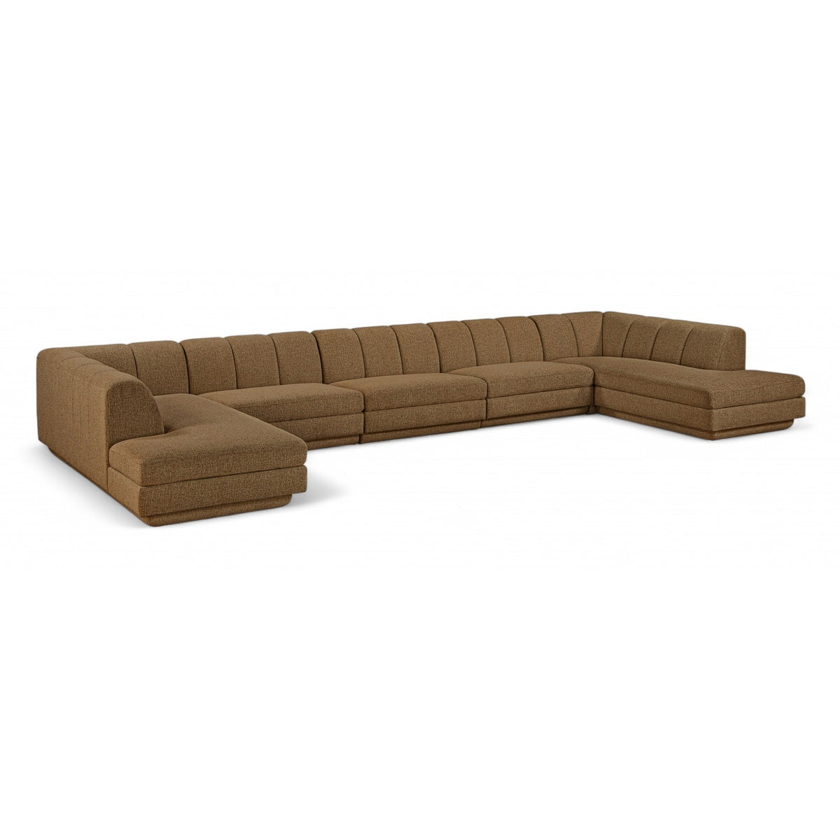 Modari Brown Fabric Upholstered 5pc. Modular Sectional in brown chenille-blend polyester, 195"W, primary product view