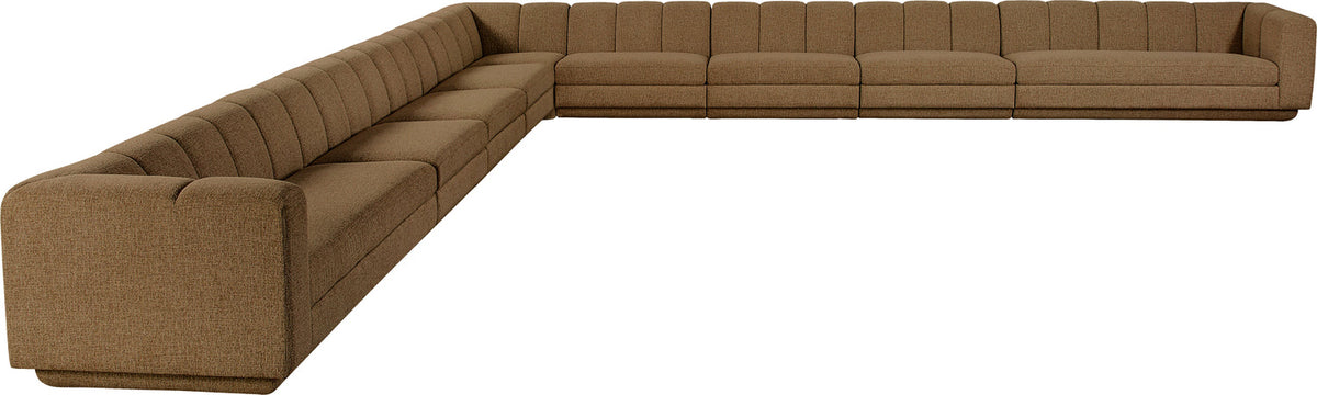 Modari Brown Fabric Upholstered 9 Piece Modular Sectional Sofa