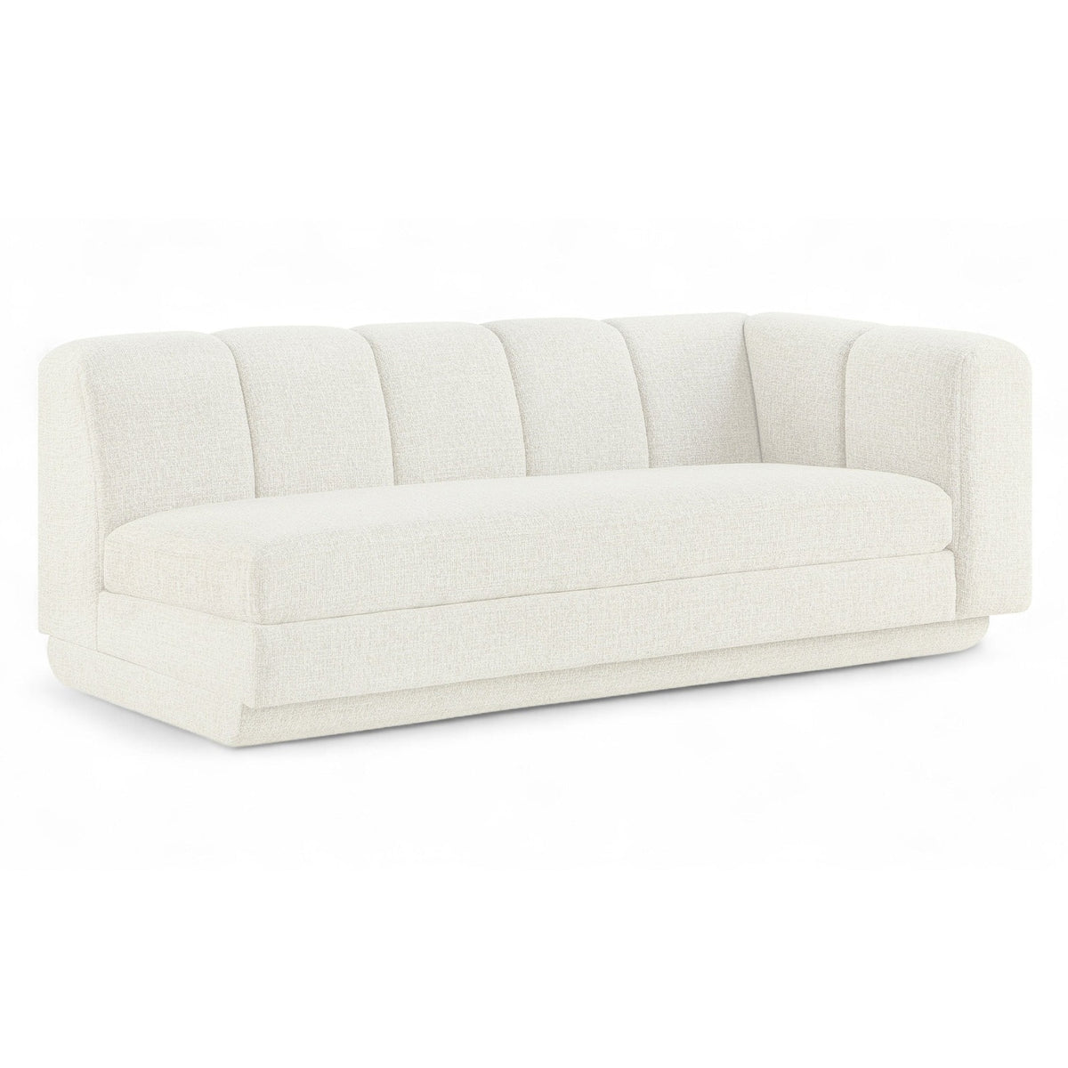 Modari 76.75" Cream Fabric Upholstered Right Arm Sofa in cream, primary product view