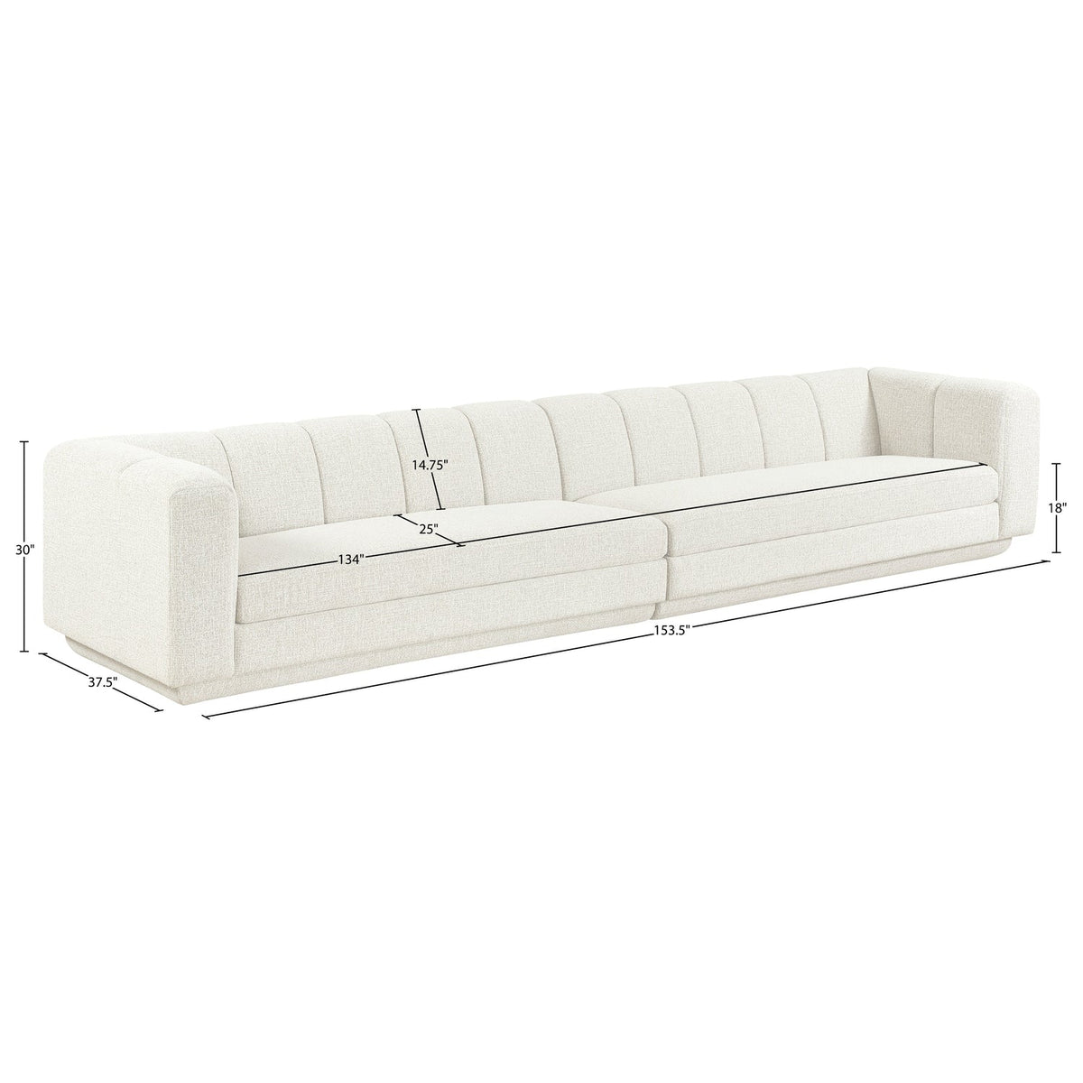 Modari Cream Fabric Upholstered 2 Piece Modular Sofa