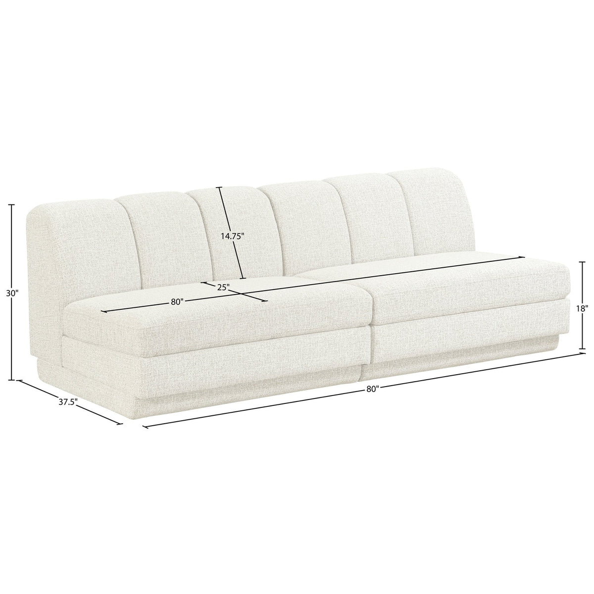 Modari Cream Fabric Upholstered 2 Piece Modular Sofa