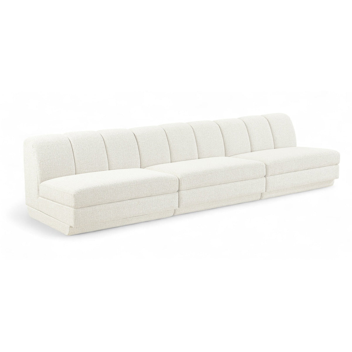 Modari Cream Fabric Upholstered 3pc. Modular Sofa in cream interwoven polyester, 120"W, primary product view