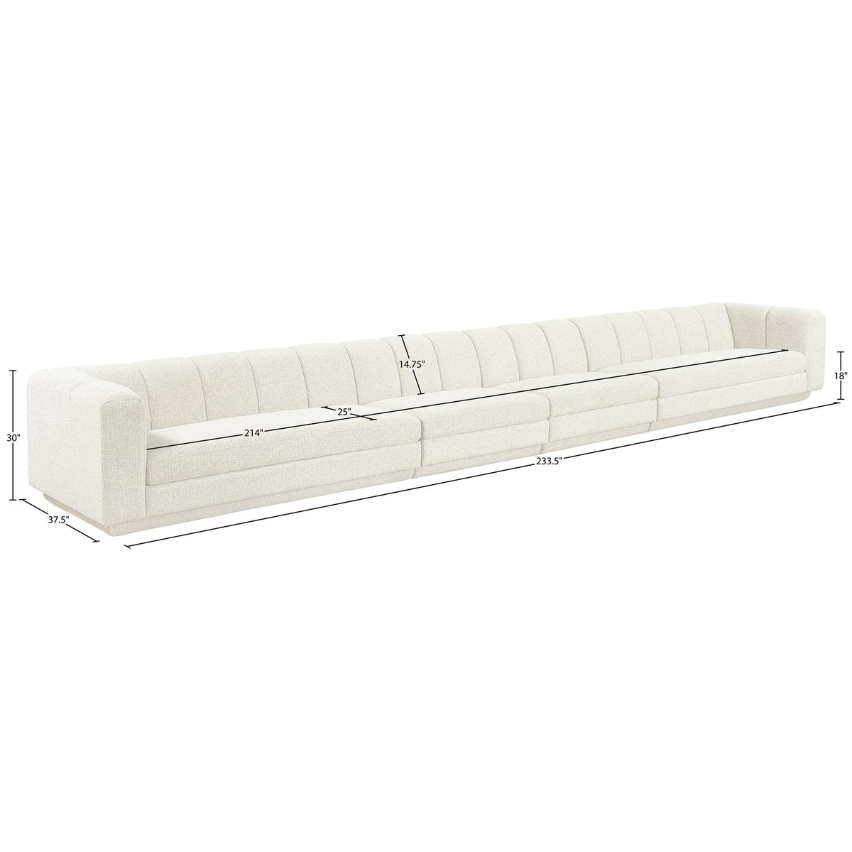 Modari Cream Fabric Upholstered 4 Piece Modular Sofa
