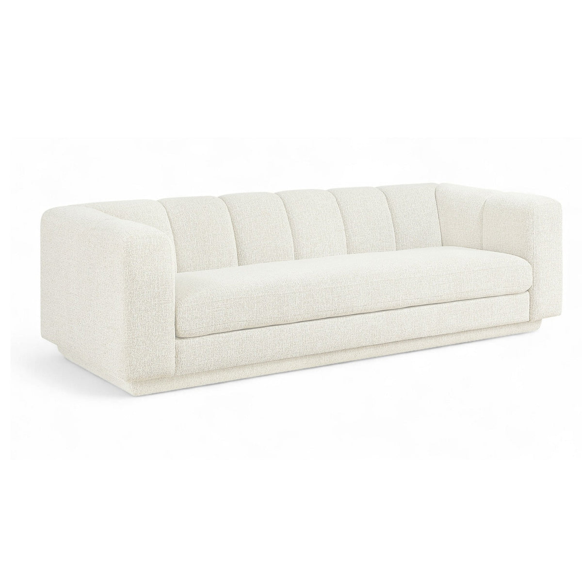 Modari 95" Cream Fabric Upholstered Sofa in cream, primary product view
