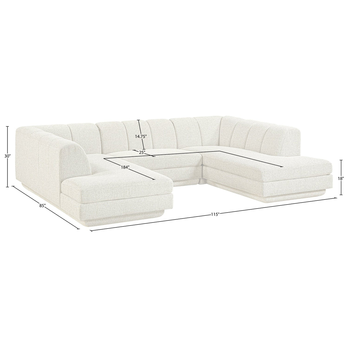 Modari Cream Fabric Upholstered 3 Piece Modular Sectional Sofa