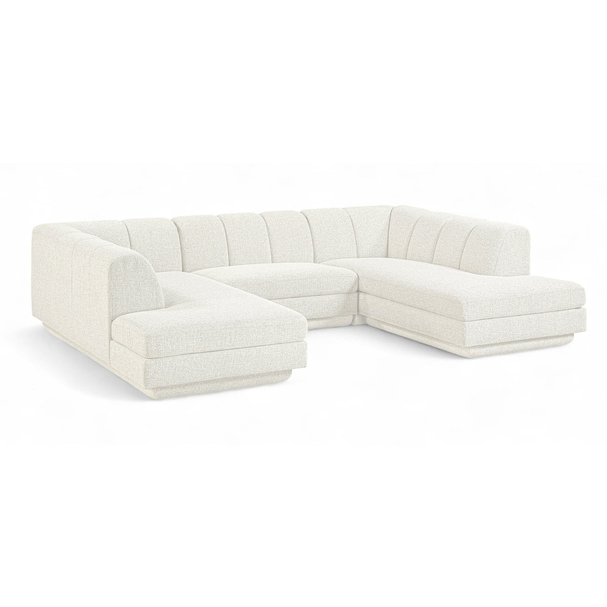 Modari Cream Fabric Upholstered 3pc. Modular Sectional in cream interwoven polyester, 115"W, primary product view