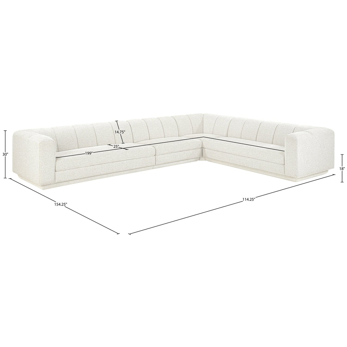Modari Cream Fabric Upholstered 4 Piece Modular Sectional Sofa
