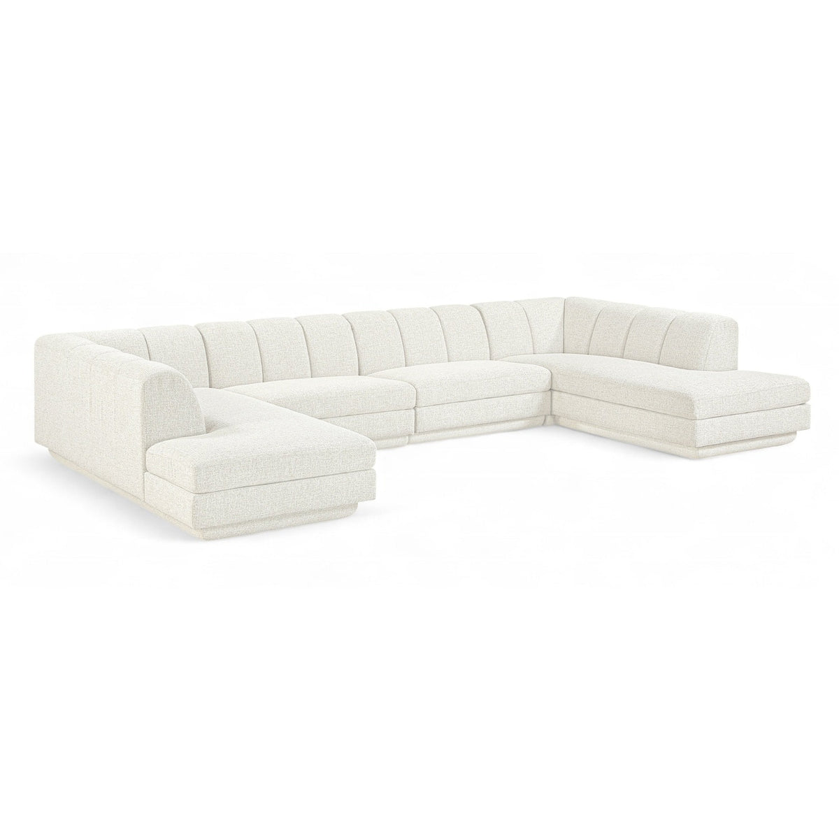 Modari Cream Fabric Upholstered 4pc. Modular Sectional in cream interwoven polyester, 155"W, primary product view