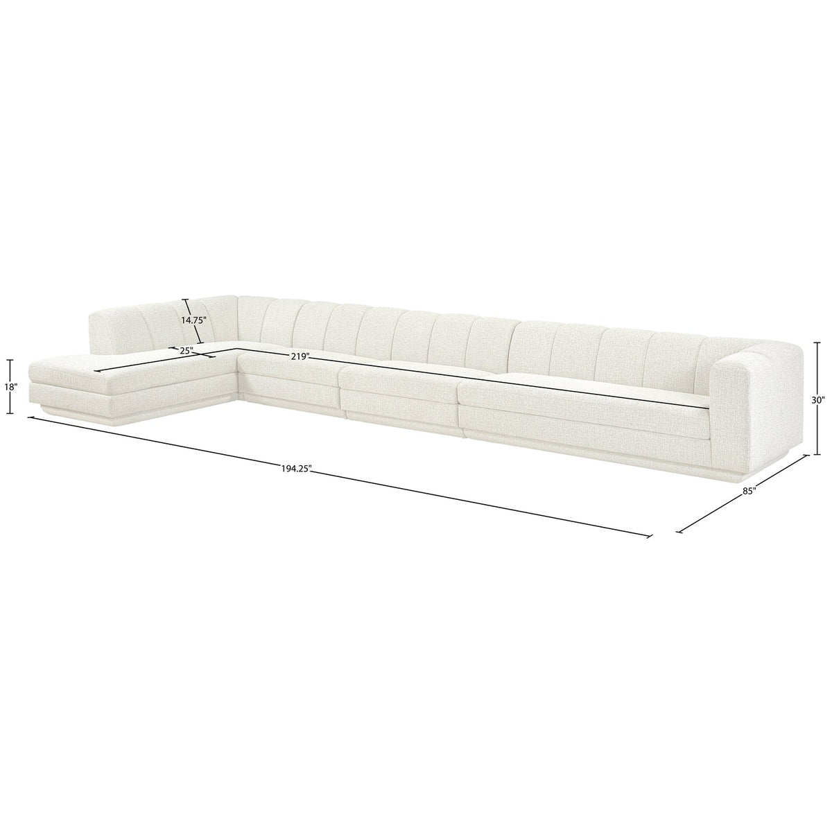 Modari Cream Fabric Upholstered 4 Piece Modular Sectional Sofa