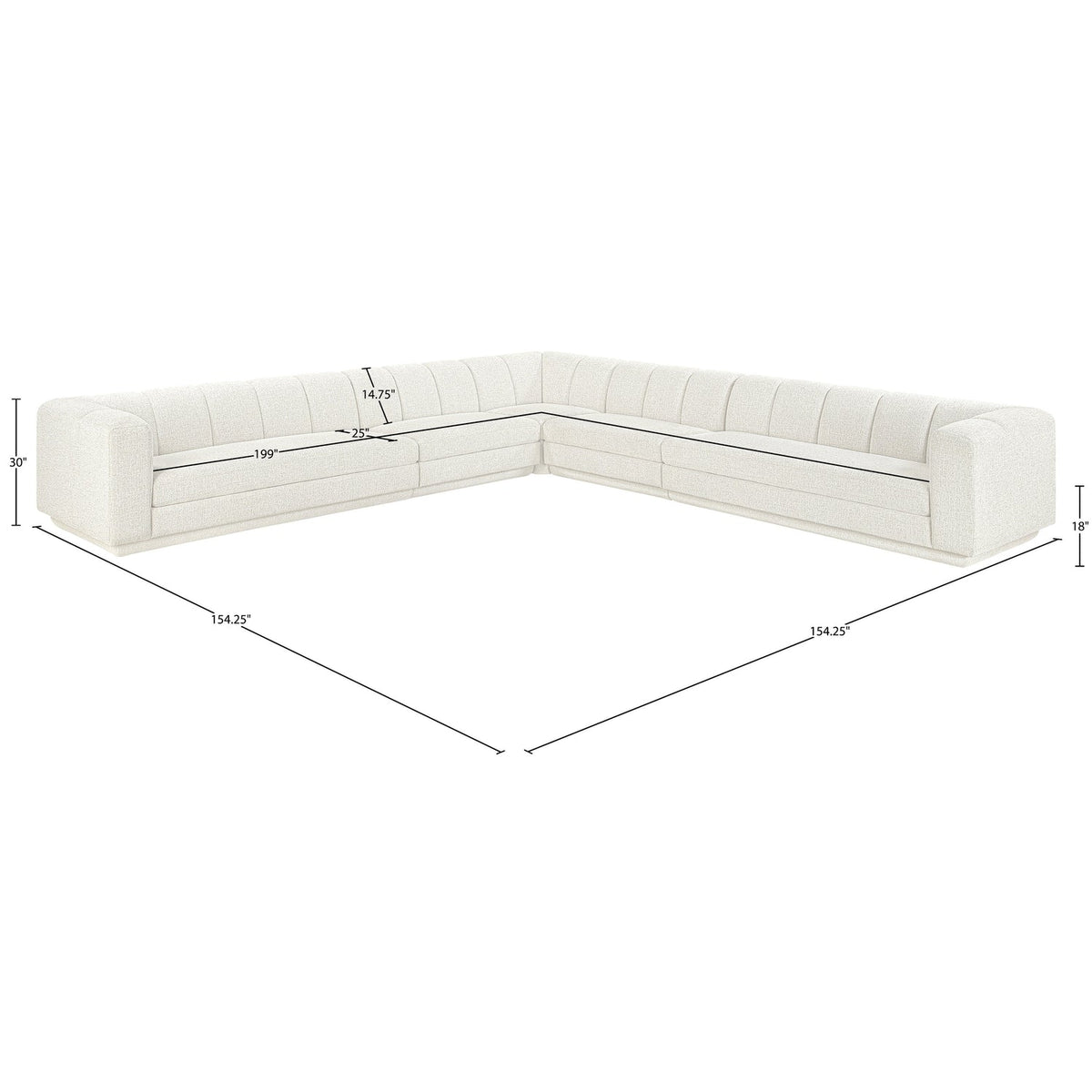 Modari Cream Fabric Upholstered 5 Piece Modular Sectional Sofa