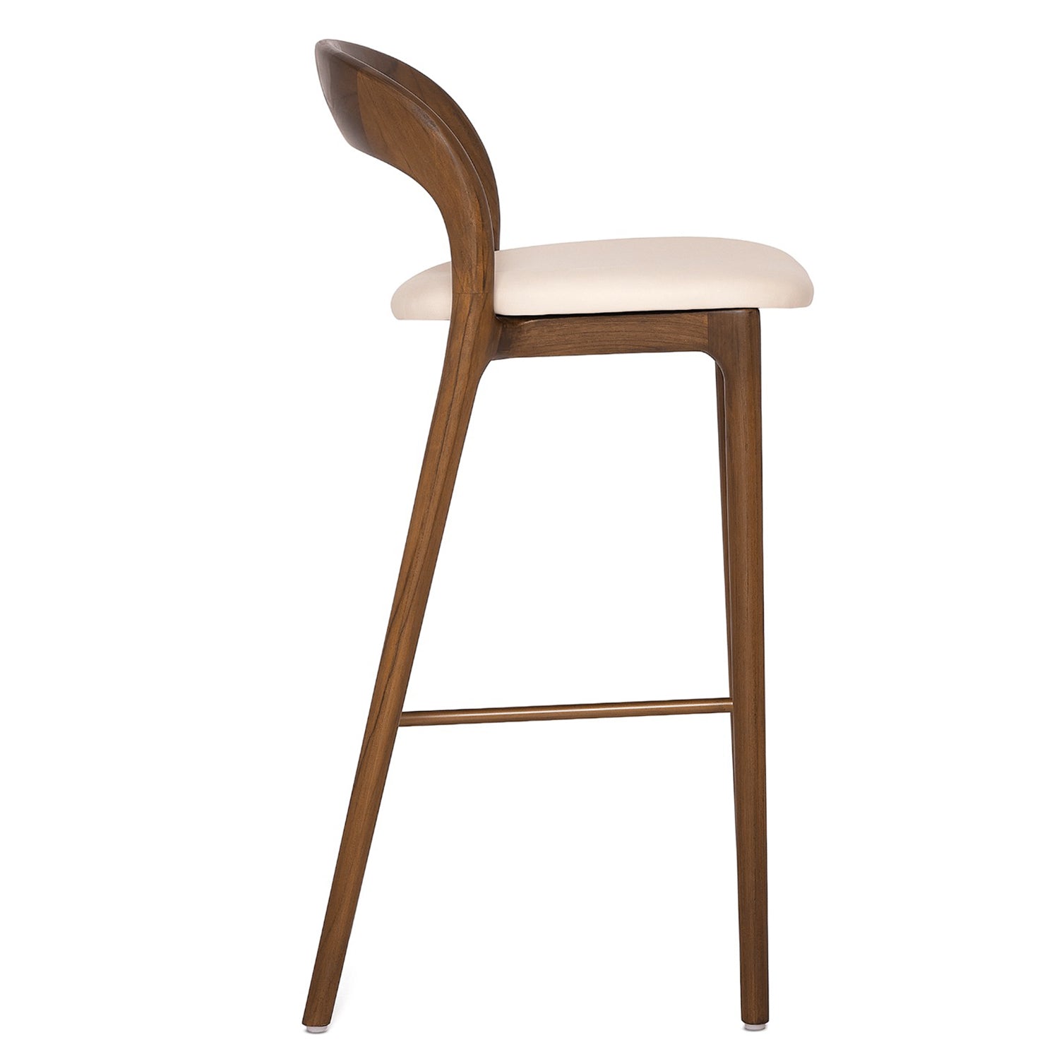 Detail of the foot-rail on the Interlude Home Felix Classic Walnut Bar Stool Set of 2
