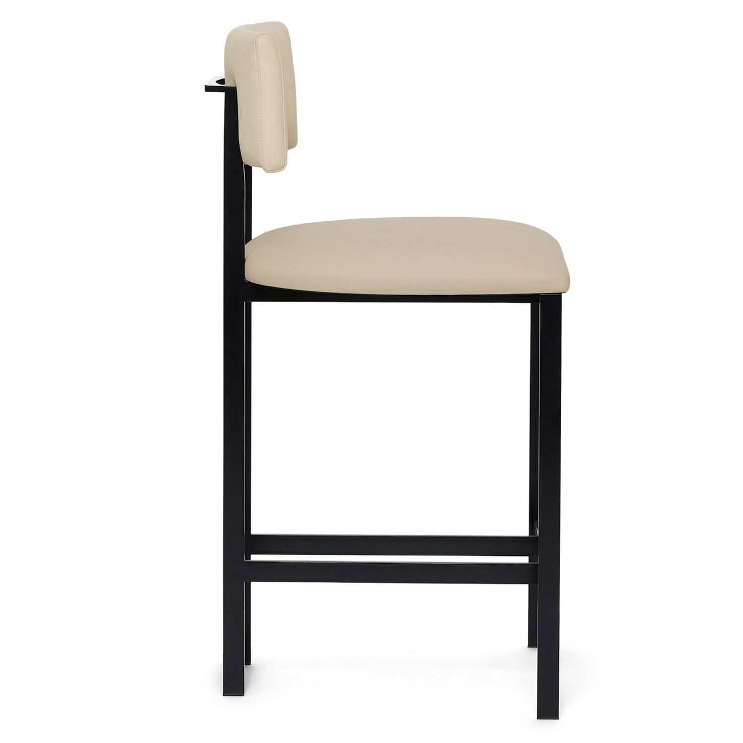 Landon II Matte Black Counter Stool in stainless steel Matte black finish, side profile view