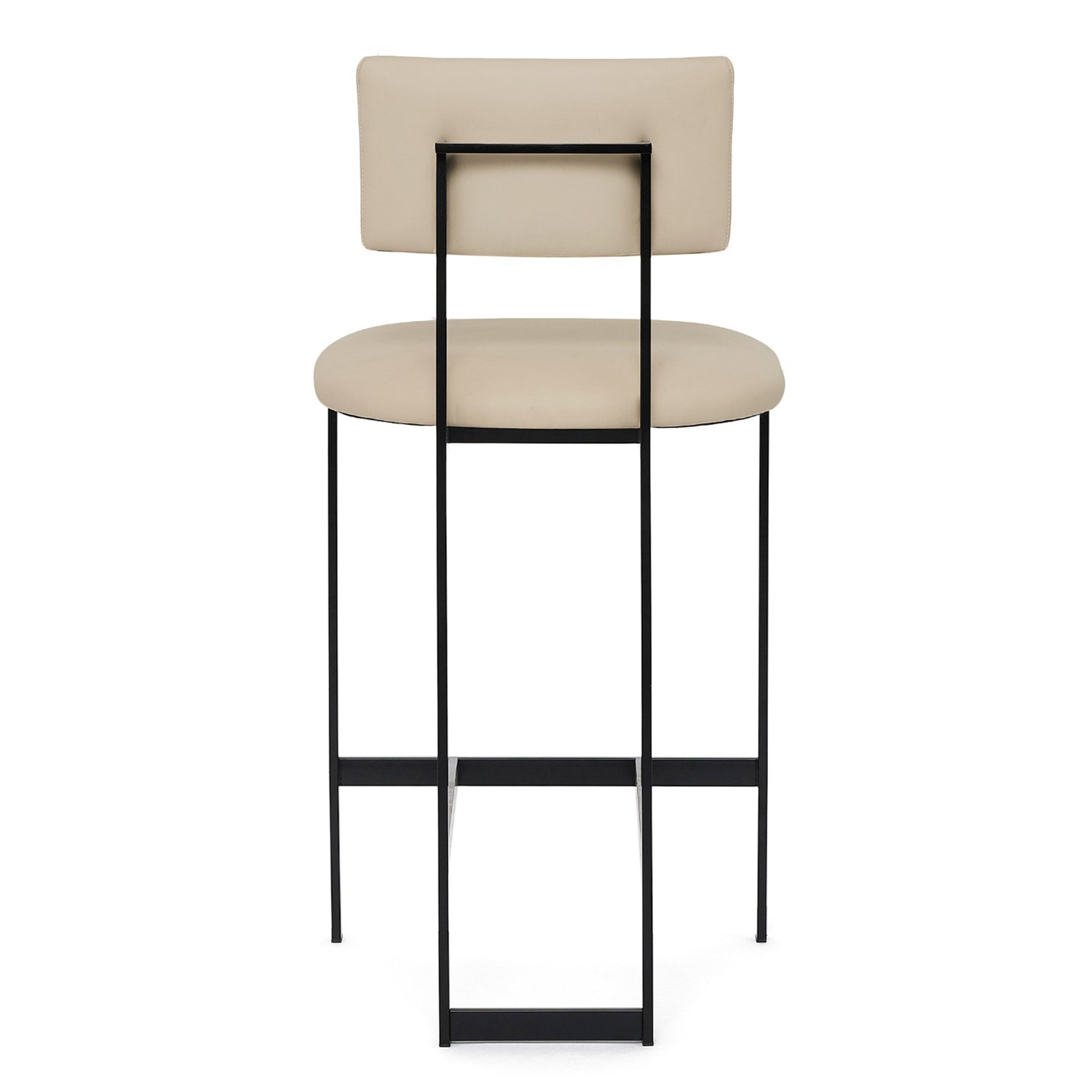 Landon II Matte Black Counter Stool in stainless steel Matte black finish, detail of the frame