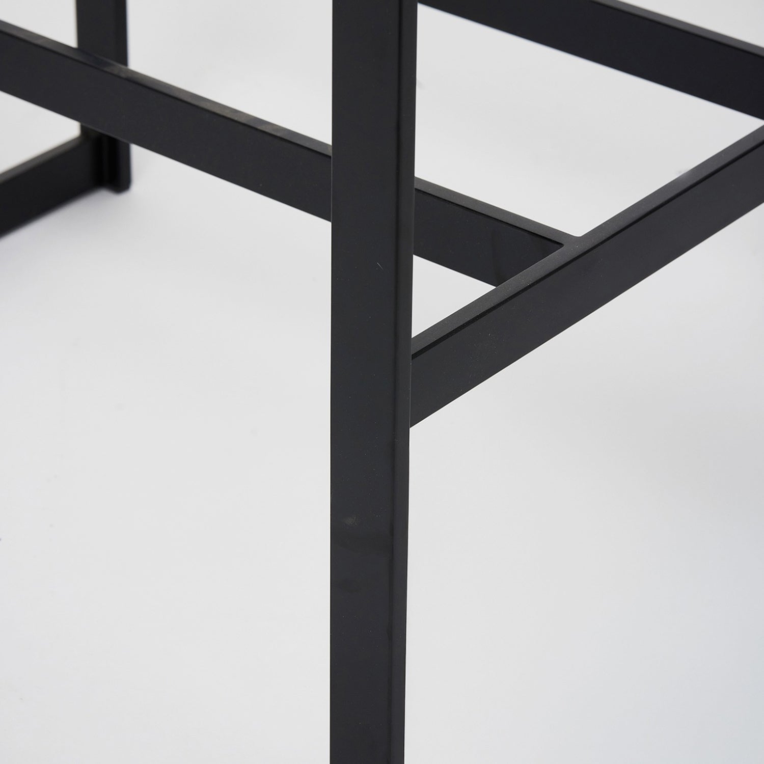 Landon II Matte Black Counter Stool in stainless steel Matte black finish, detail of the hardware