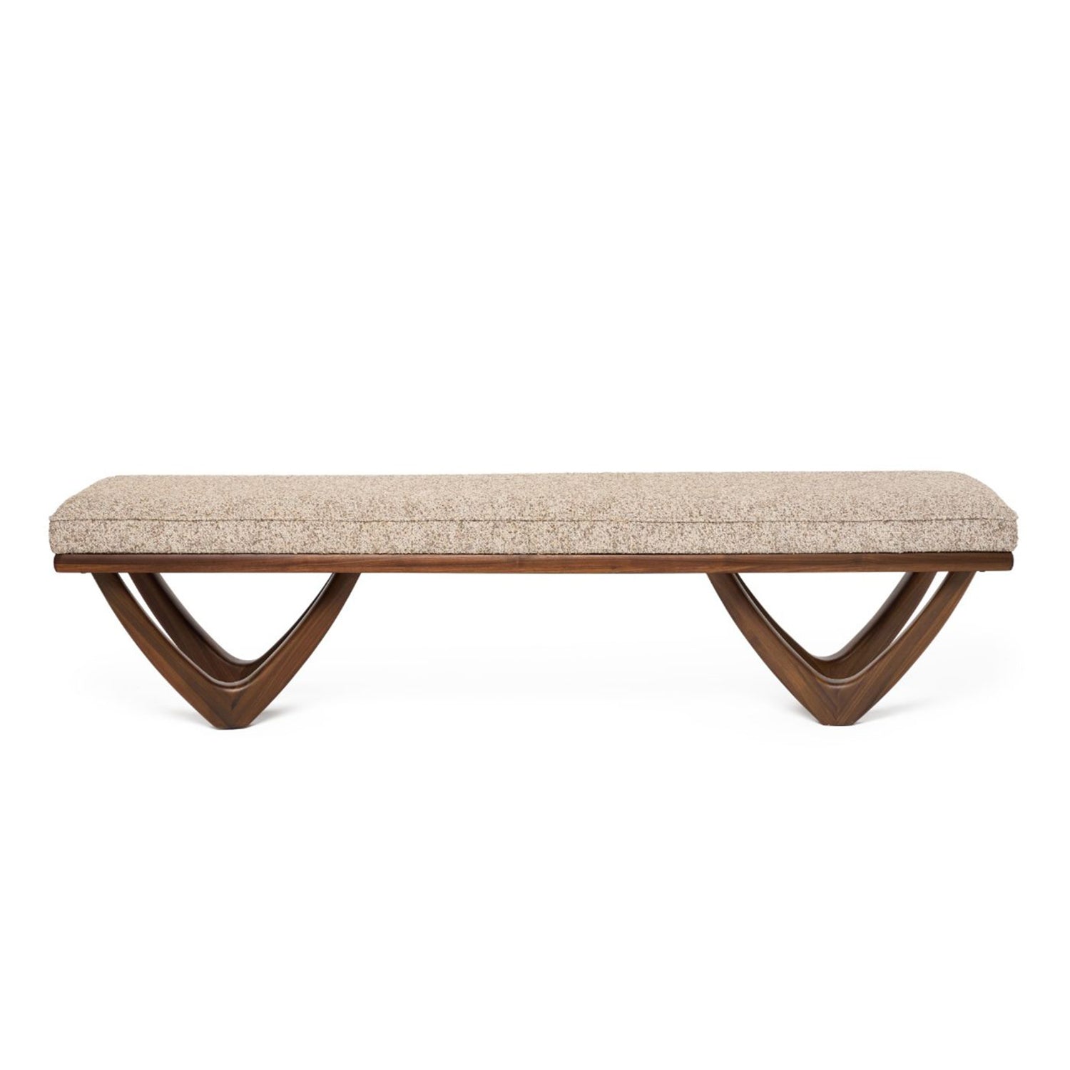 Detail of the Monterey Classic Walnut Bench highlighting the walnut construction