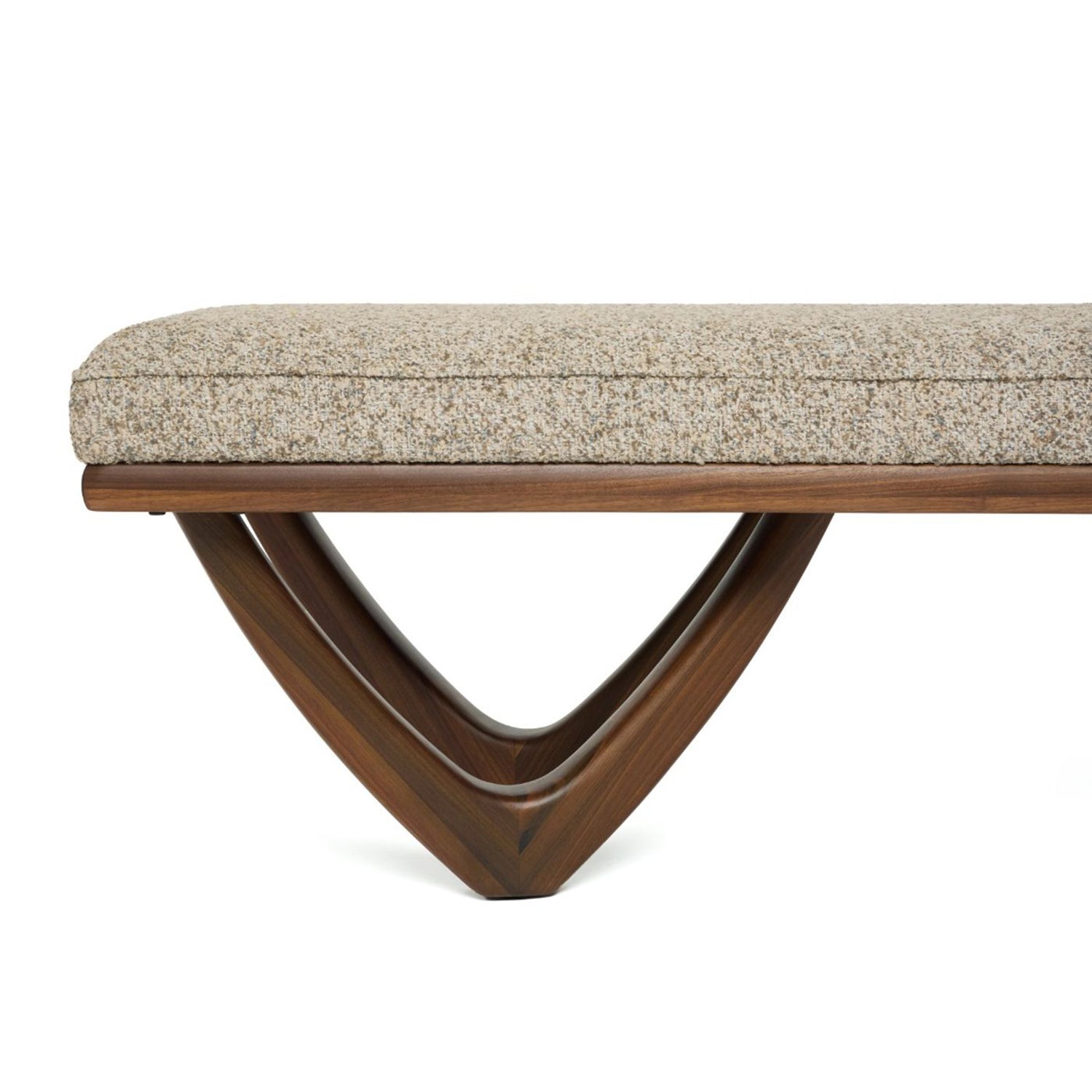 Monterey Classic Walnut Bench styled in a room to show its bench scale and proportions