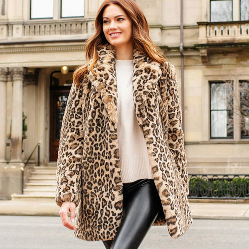 Fabulous Furs Le Mink Leopard Faux Fur Jacket