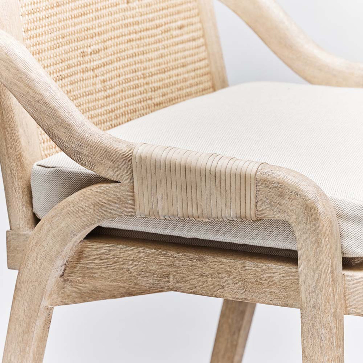 Delray White Ceruse Counter Stool in mahogany White Ceruse finish, shown to scale