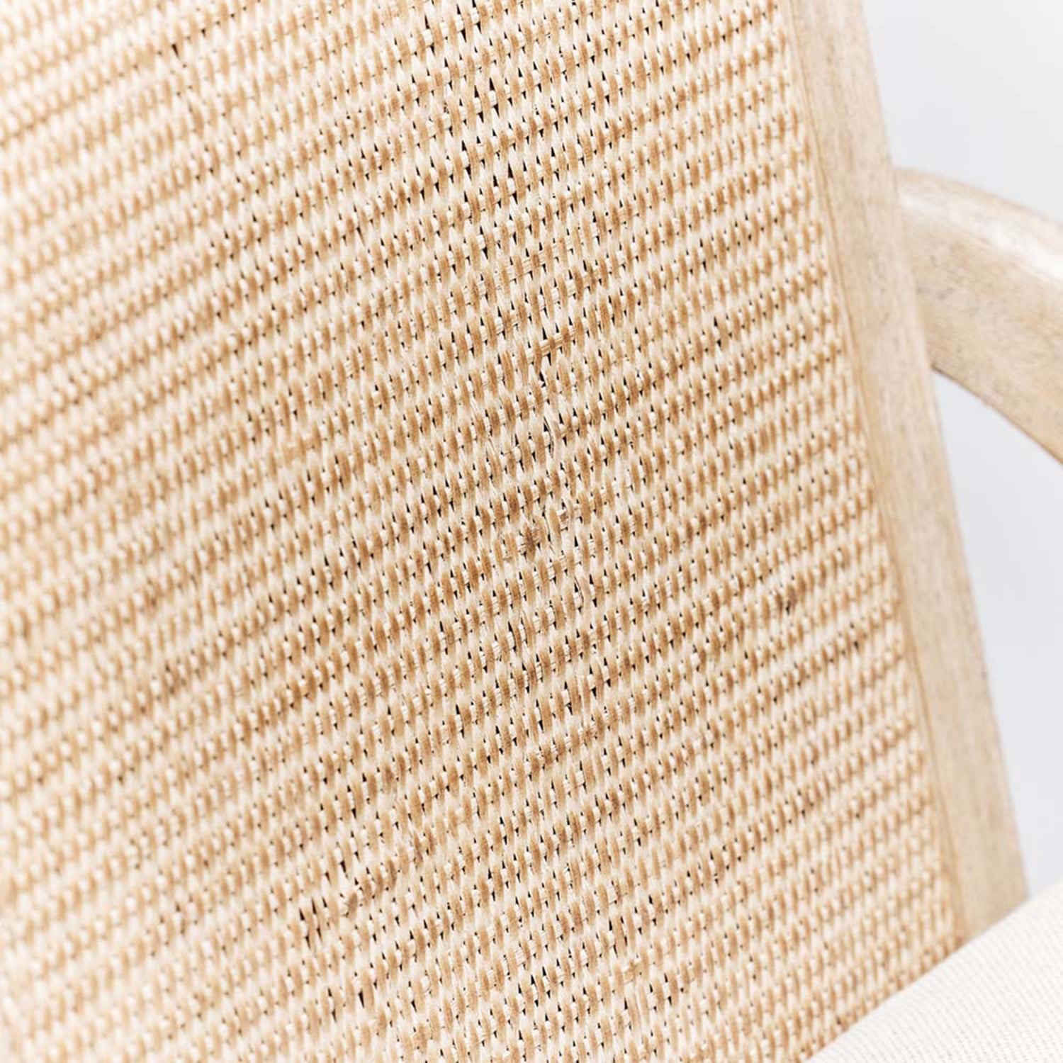 Delray White Ceruse Counter Stool in mahogany White Ceruse finish, close-up of the surface texture