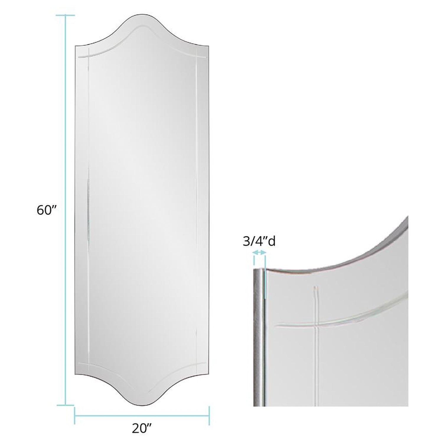 Whitby Frameless Scalloped Wall Mirror