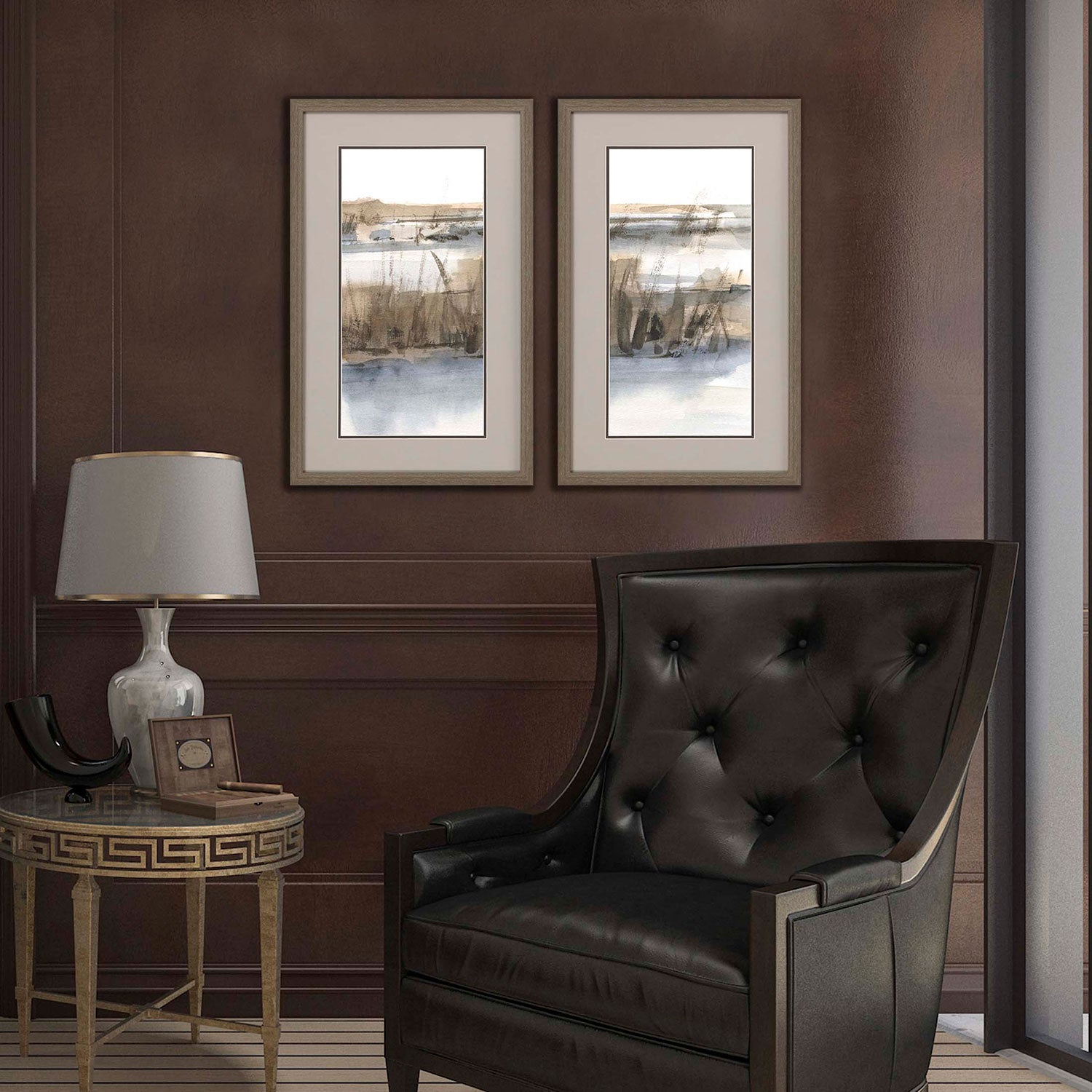 Harper Blue-Grey Marsh Framed Art Set of 2