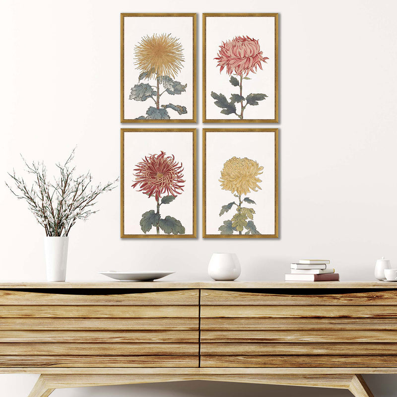Hasegawa Chrysanthemum Framed Art Set of 4