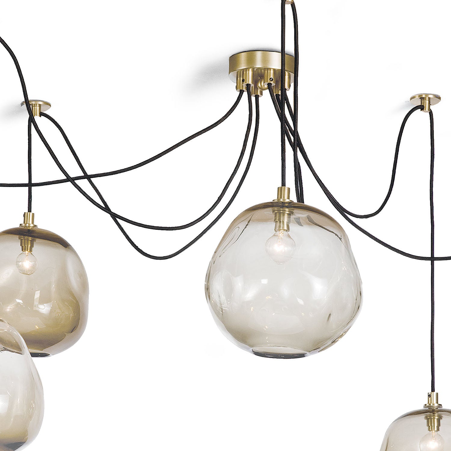 Regina Andrew Molten Spider Natural Brass & Smoke Glass Chandelier
