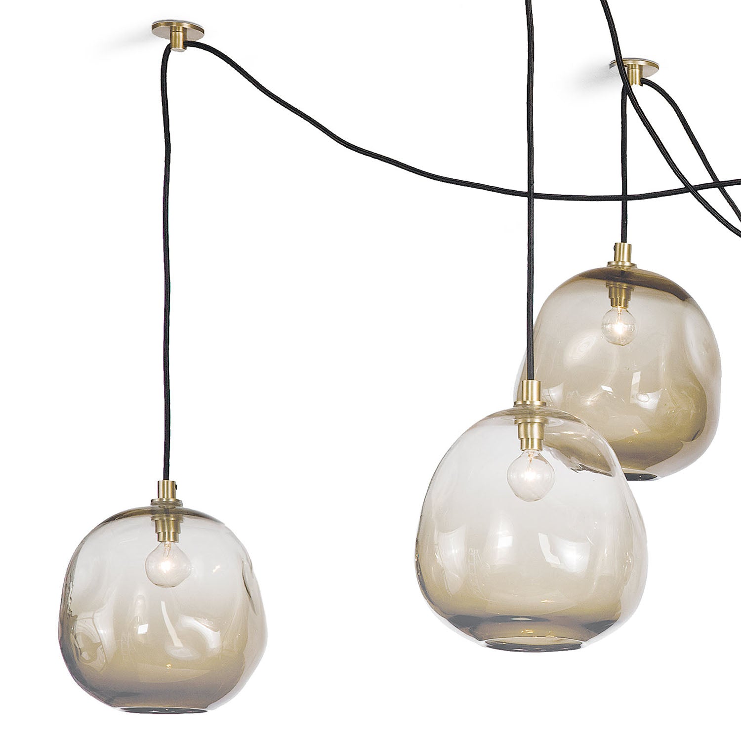 Regina Andrew Molten Spider Natural Brass & Smoke Glass Chandelier