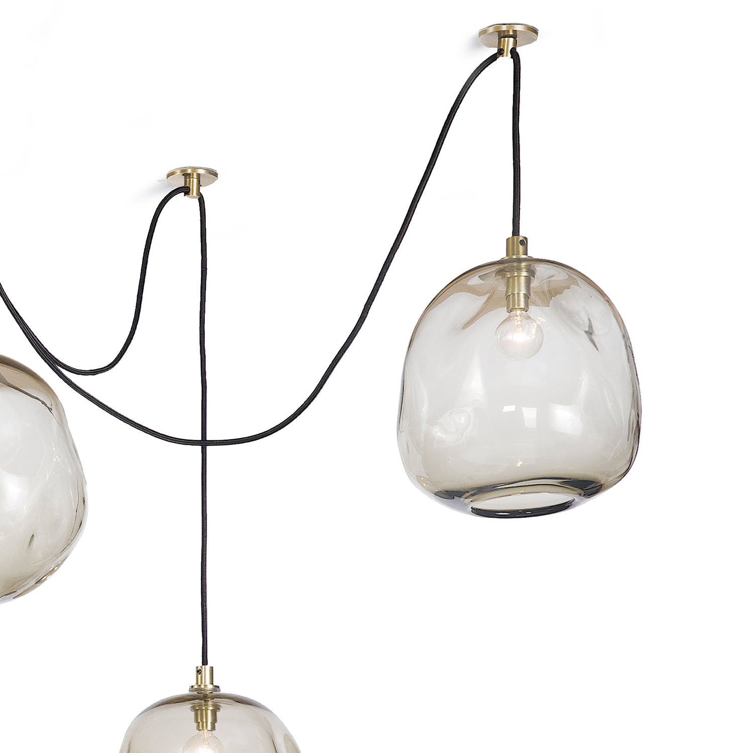 Regina Andrew Molten Spider Natural Brass & Smoke Glass Chandelier