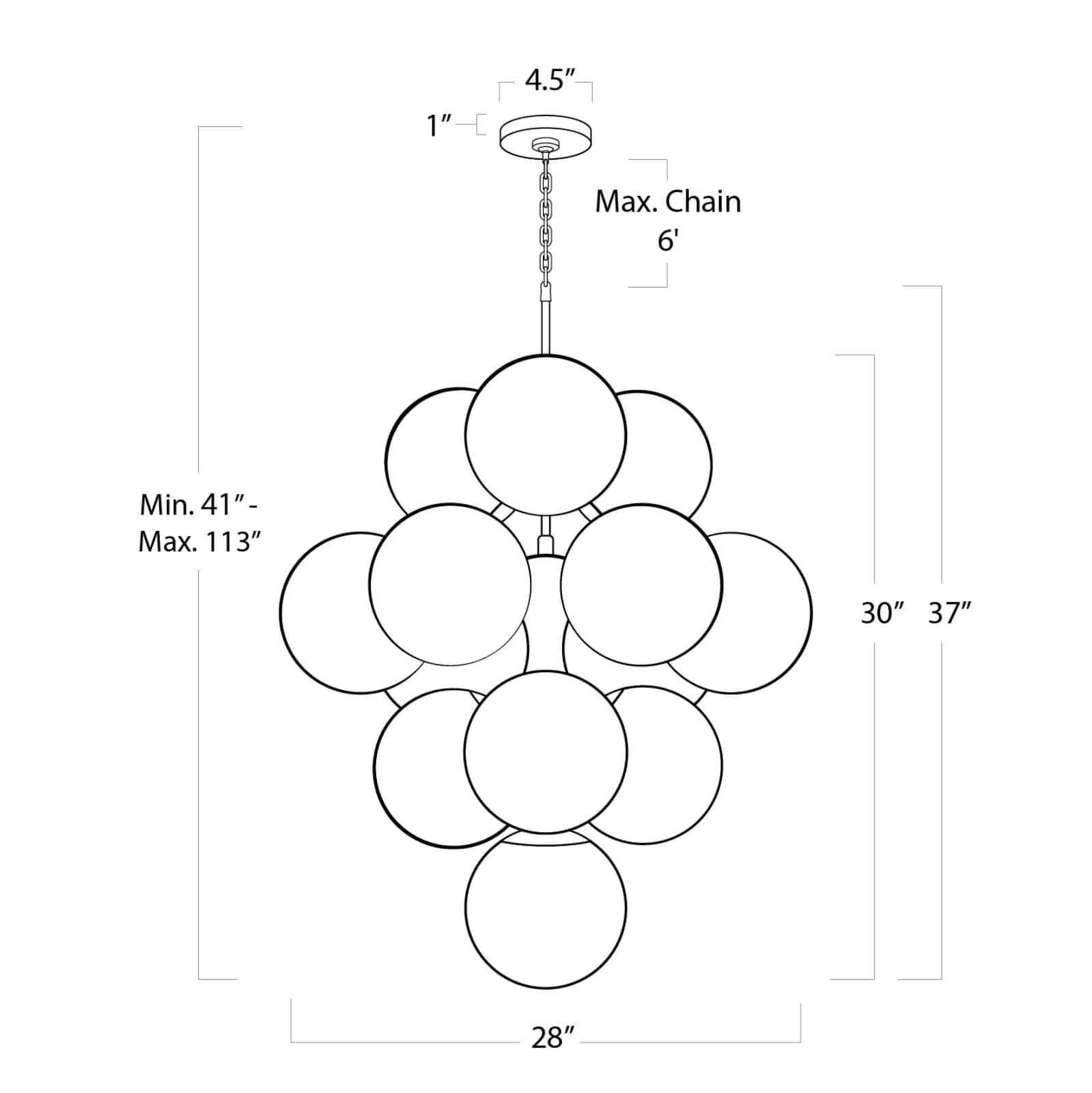 Regina Andrew La Dame Swirl Glass Natural Brass Chandelier