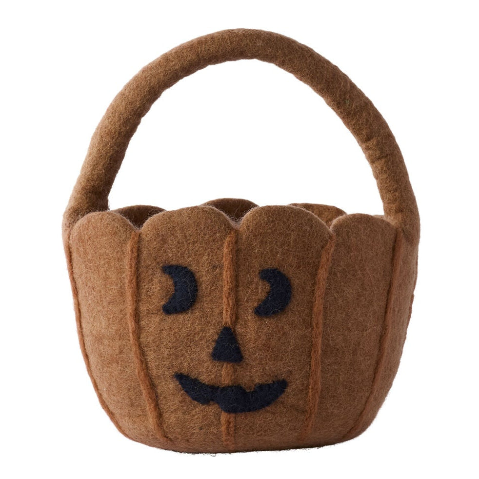 Tricks and Treats Basket, felt basket, styled in a room setting