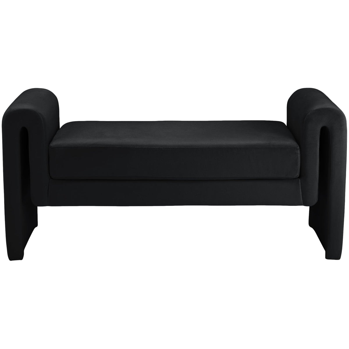 Sloan Black Velvet Upholstered Bench