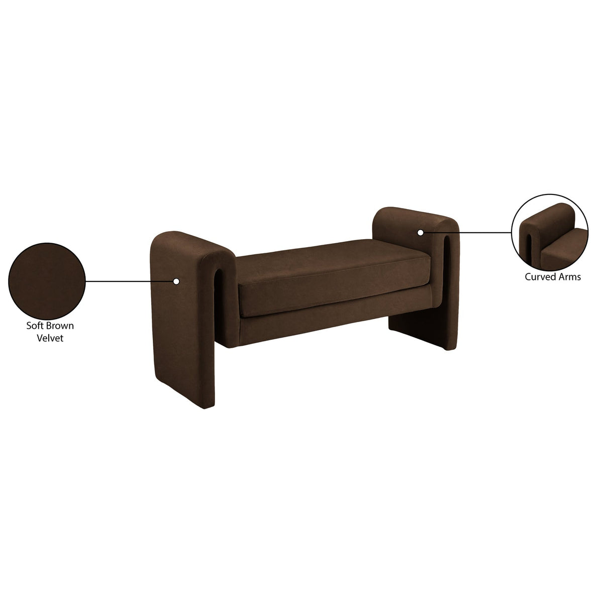 Sloan Brown Velvet Upholstered Bench