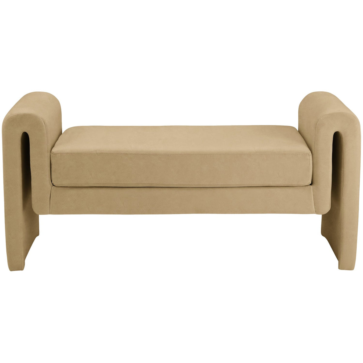 Sloan Camel Velvet Upholstered Bench