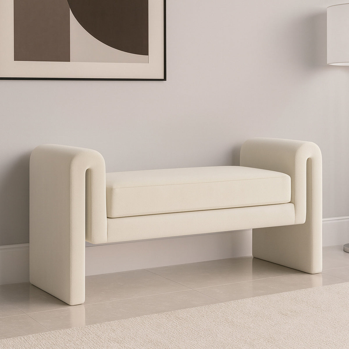Sloan Cream Velvet Upholstered Bench