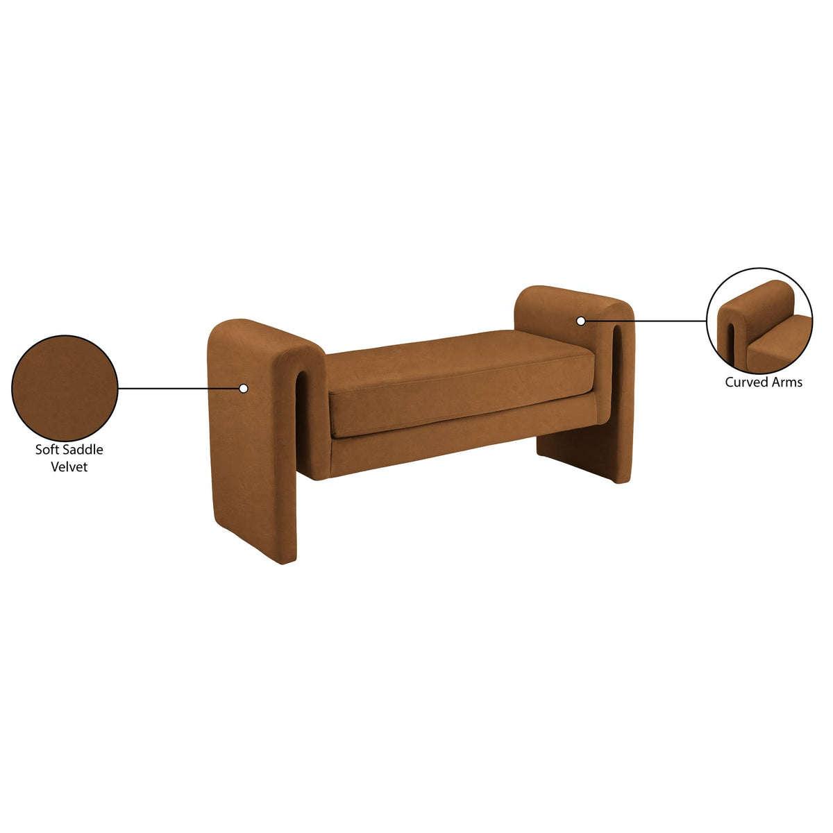 Sloan Saddle Velvet Upholstered Bench
