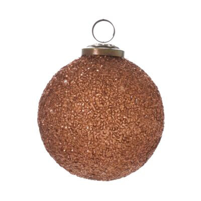 Copper Glitter Ornament Set of 6
