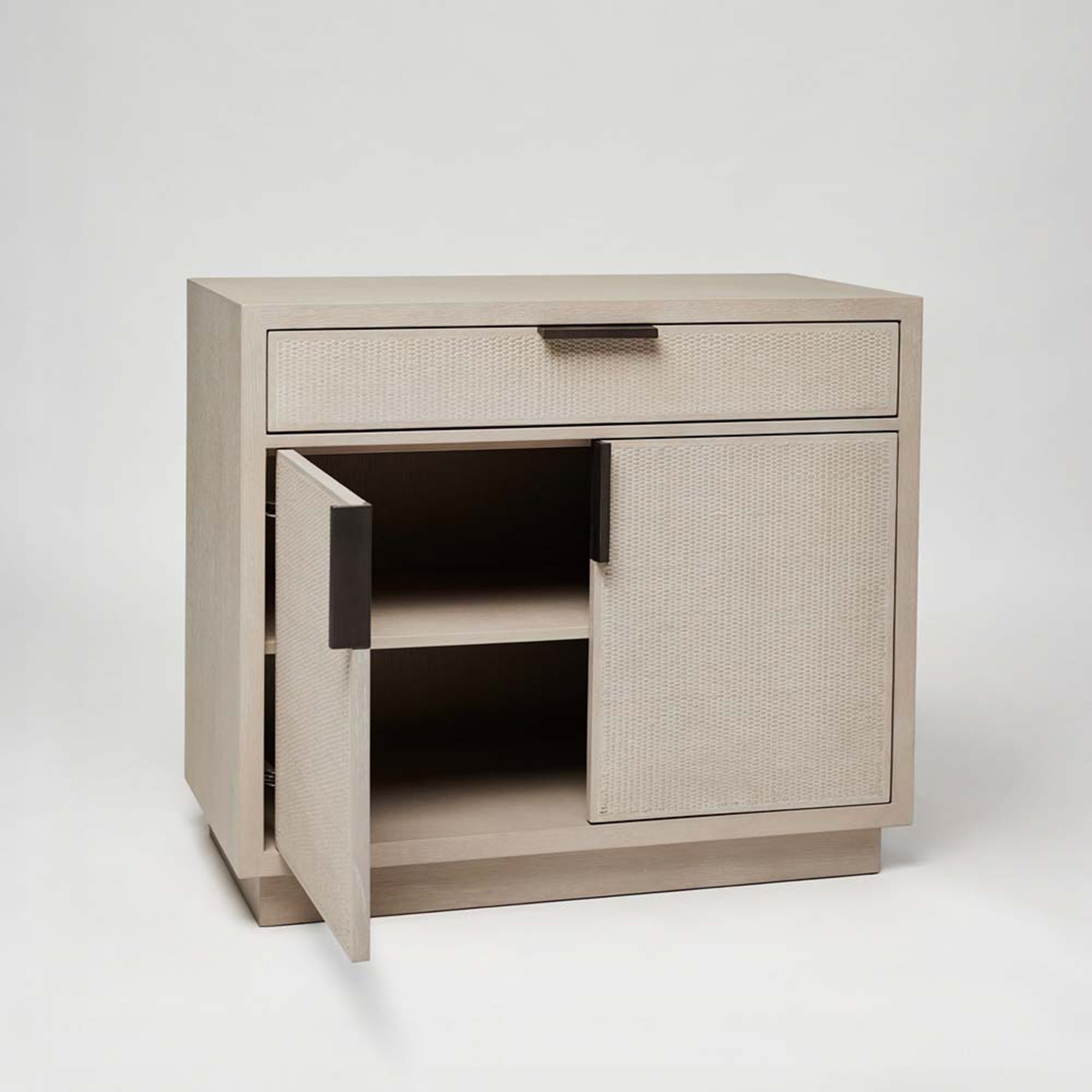Holmes Cliffside Occasional Chest in oak cliffside finish, side profile view