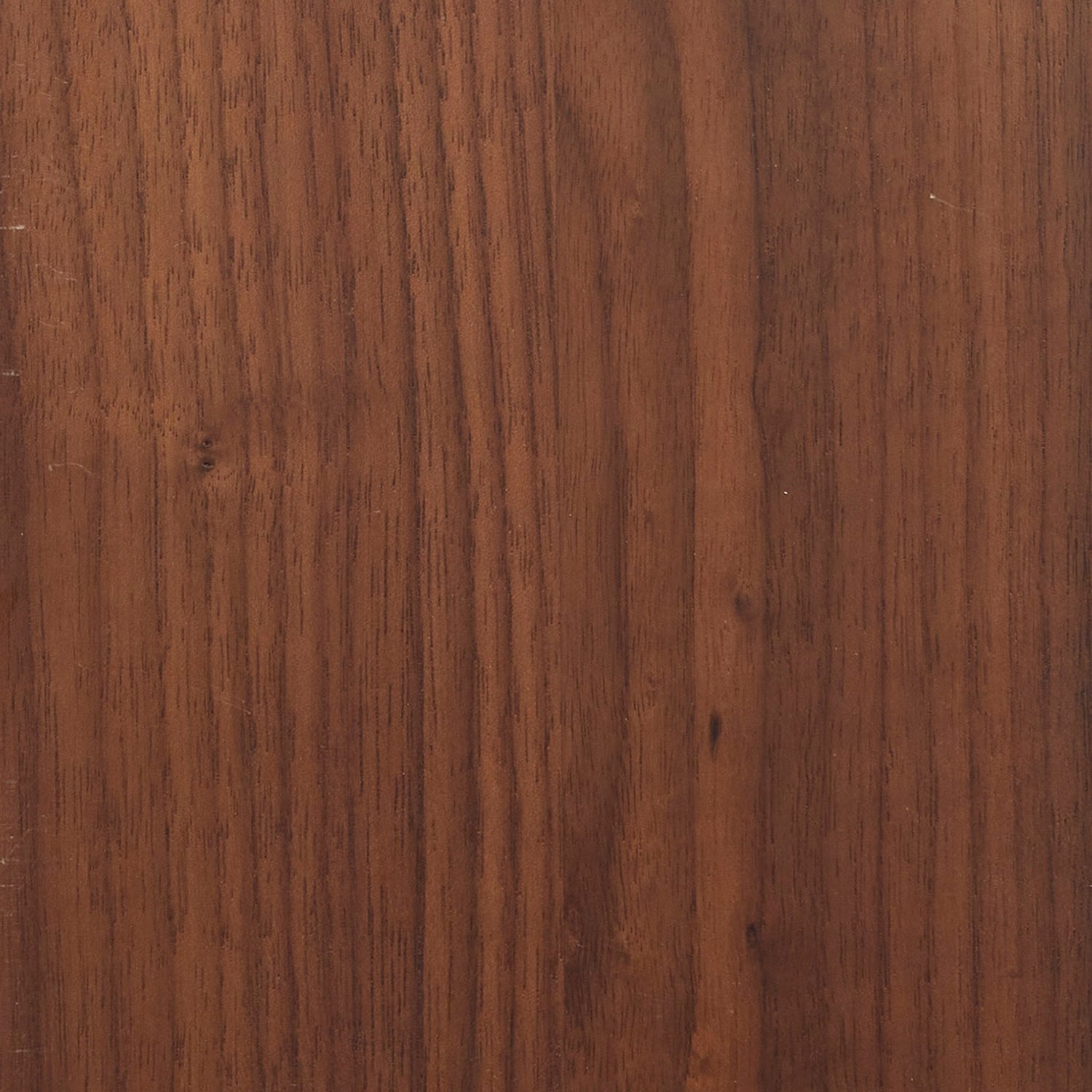 Angled detail of the Louise Classic Walnut Credenza accents and Classic Walnut tones