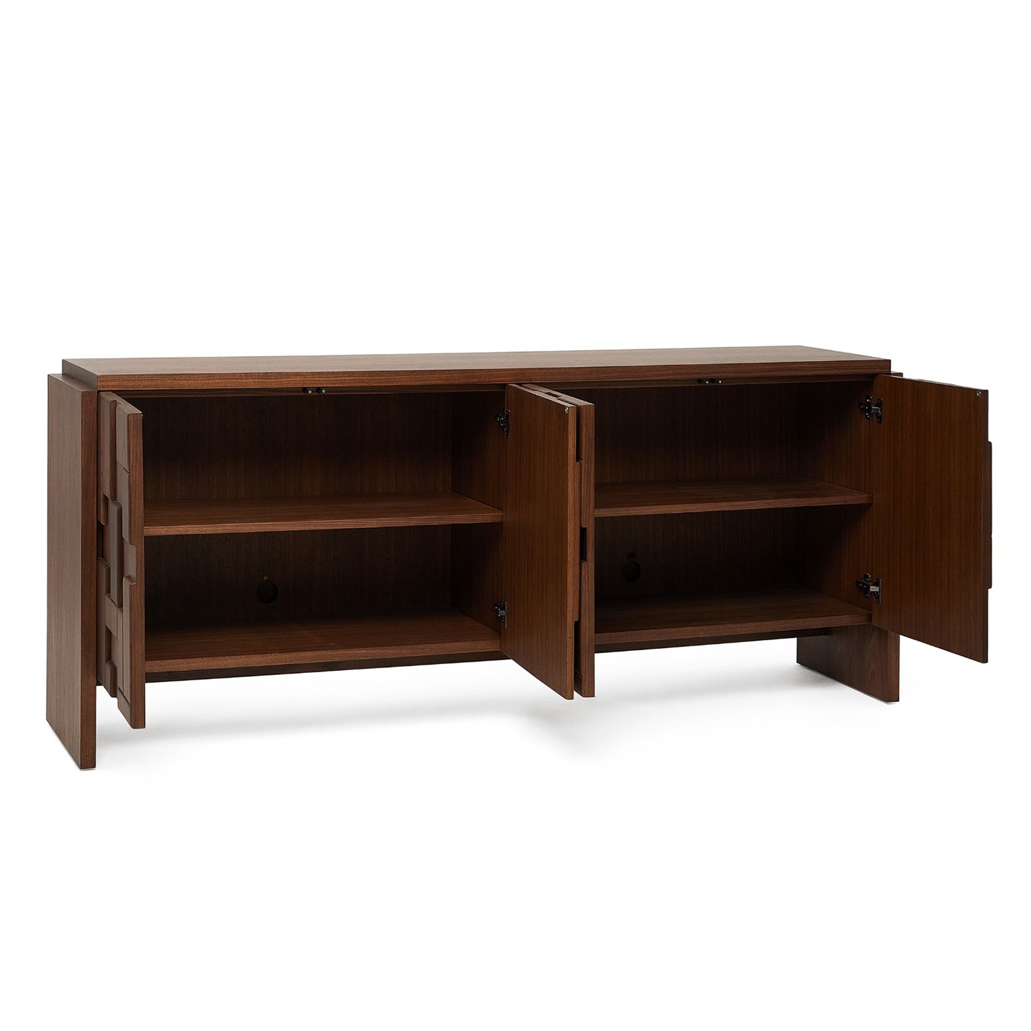 Louise Classic Walnut Credenza shown to scale, revealing its credenza silhouette