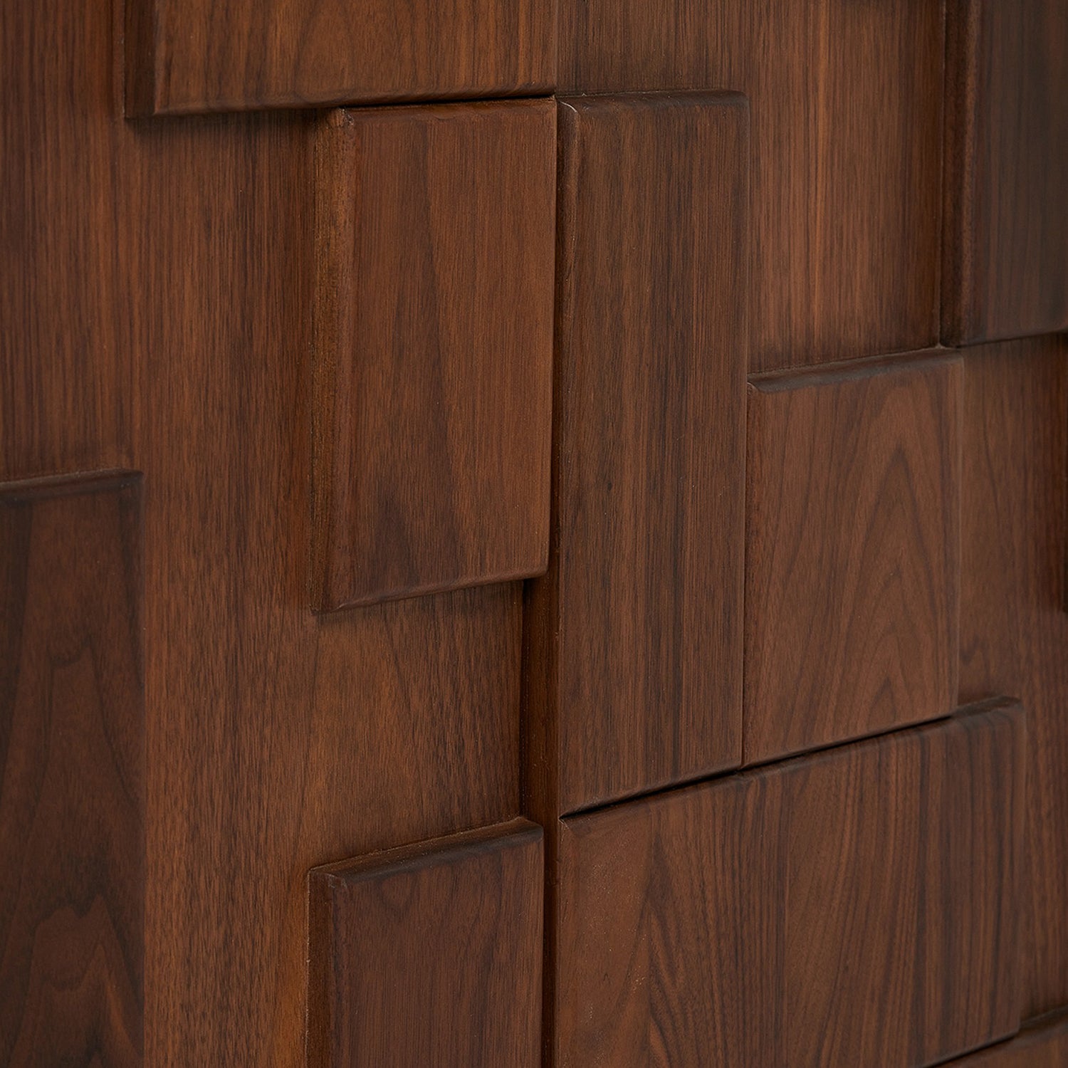 Overhead view of the Louise Classic Walnut Credenza showing its Walnut surface