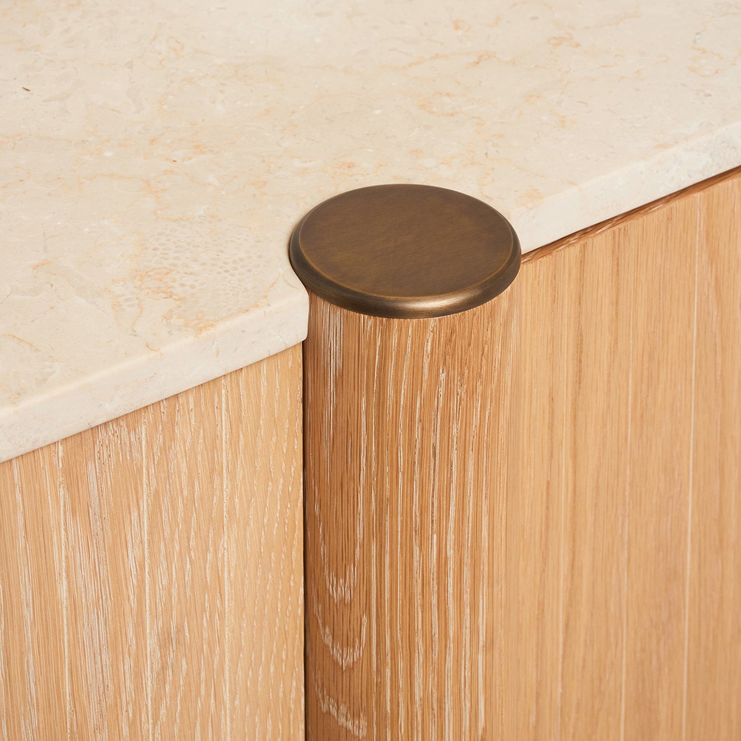 Side profile of the Thorne Saddle Credenza credenza in Saddle