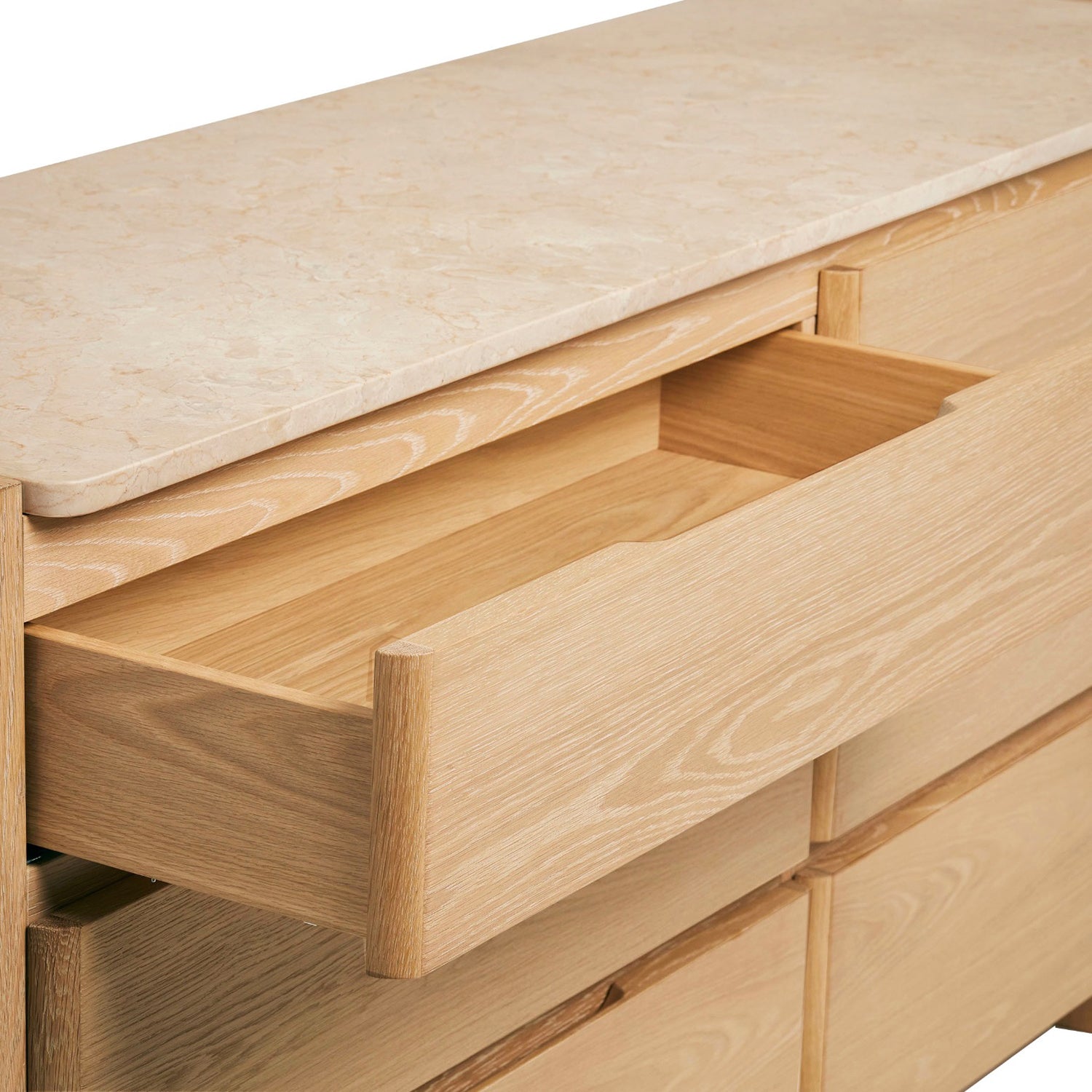 Arden 6 Drawer Chest styled in a room to show its dresser scale and proportions
